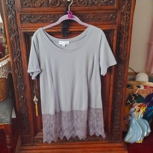 Beautiful grey lace bottom shirt